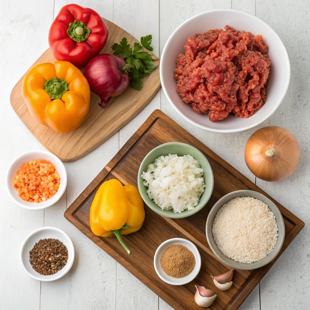 ingredients-of-old-fashioned-stuffed-bell-peppers